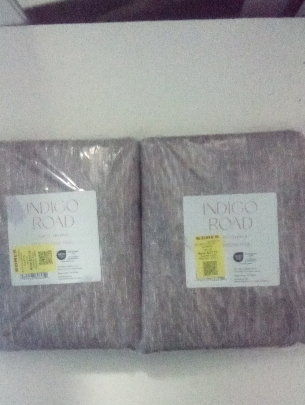 Indigo Road Textured Curtain Panels NWT $136 Heathered Brown 84" Long